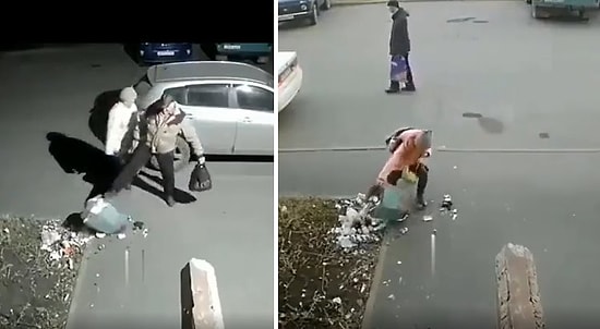 Çocuklardan Öğrenecek Çok Şey Var! Hiçbir Zararı Olmayan Çöp Kovasını Deviren Dayı ve O Kovayı Düzelten Çocuk