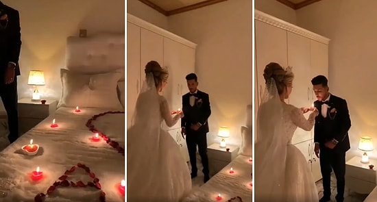 Gerdeğe Girmeden Önce Yatak Odasında Damada Mum Üfleten Gelin