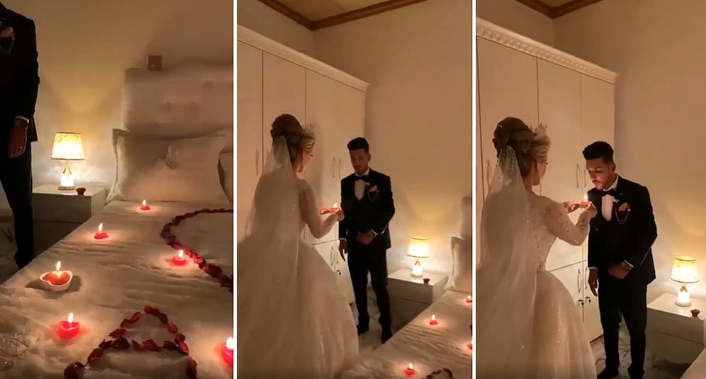 Gerdeğe Girmeden Önce Yatak Odasında Damada Mum Üfleten Gelin