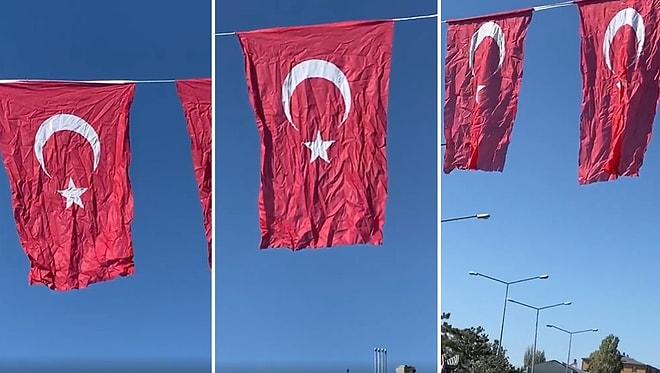 29 Ekim Cumhuriyet Bayramı'nda Kırışık Türk Bayrağı Astığı İddia Edilen Kars Arpaçay Belediyesi Tepki Çekti