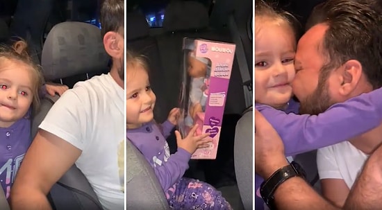 Babasından Hediye Bebek Alan Ufaklığın İzlerken Gözlerinizden Kalpler Fışkırtacak Mutluluk Anları