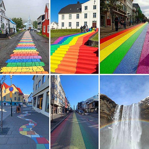 6. İzlanda'da gökkuşağı yolları LGBT desteğini göstermek için oluşturulmuş.