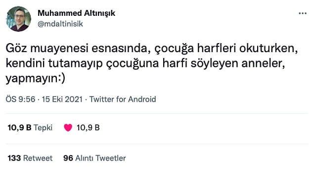 10. Okusana oğlum!
