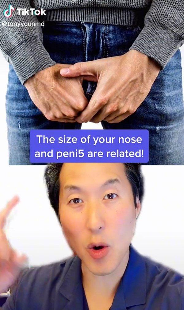 Youn'a göre yapılan bir araştırma, erkeklerin burun büyüklükleri ile penis uzunlukları arasında bir bağlantı olduğunu ortaya çıkartmış.