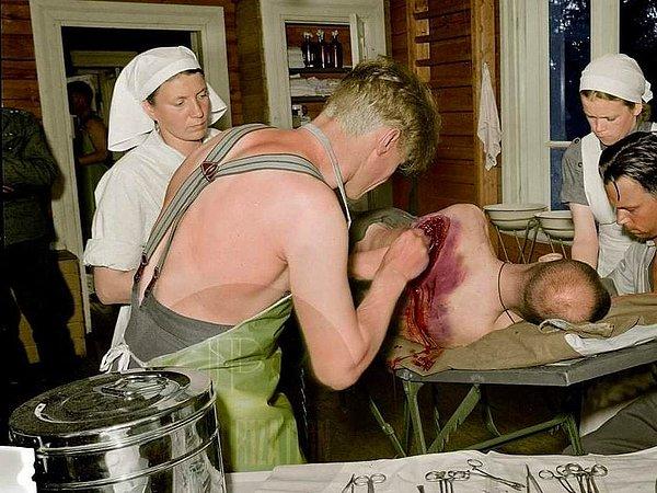 6. 1941 yılında Finlandiya'daki bir sahra hastanesinde zor şartlarda gerçekleştirilen operasyon:
