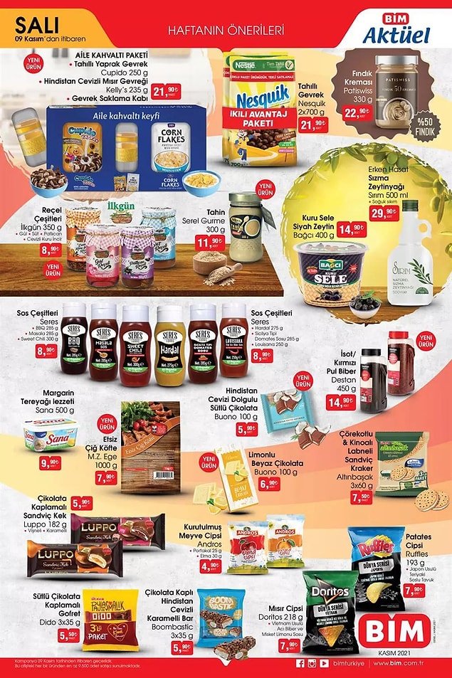 BİM'de bu hafta Aile Kahvaltı Paketi 21,90 TL.