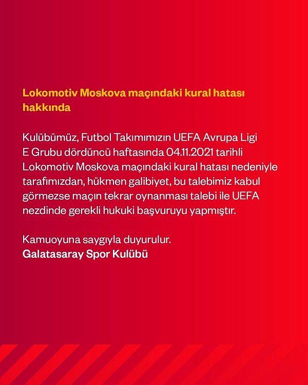 Galatasaray'ın UEFA'ya Başvurusu
