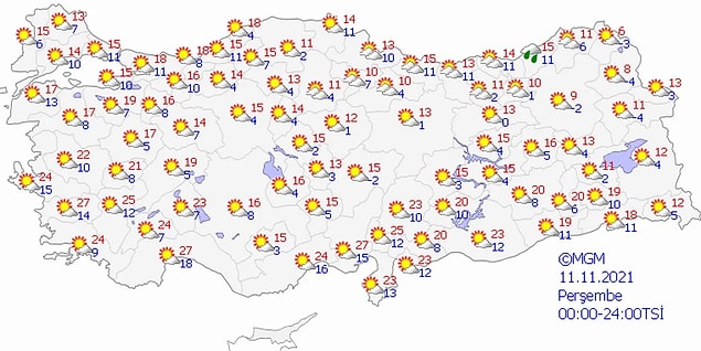 11 Kasım Hava Durumu