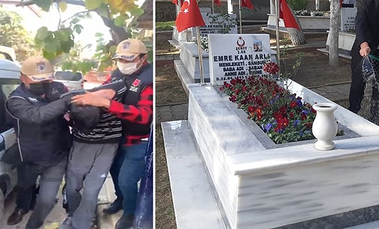PKK Yazıp Sosyal Medyada Paylaşmıştı: Şehit Emre Kaan Arlı'nın Mezarına Saldıran Şahıs Tutuklandı