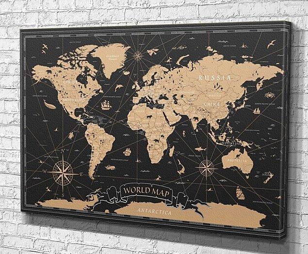 3. Dünya haritası kanvas tablo.