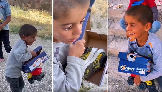 Hediye Olarak Ayakkabı Alan Ufaklığın Mutluluktan Havalara Uçtuğu O Anlar
