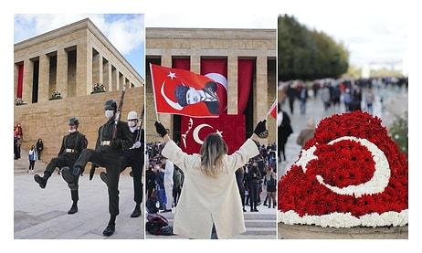 Türk Bayrakları ve Çiçekler... 10 Kasım'da Anıtkabir Vatandaşların Akınına Uğradı