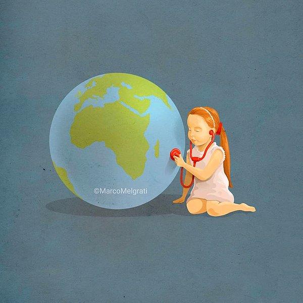 6. Mahvettiğimiz dünyayı dinleyen küçük kız.