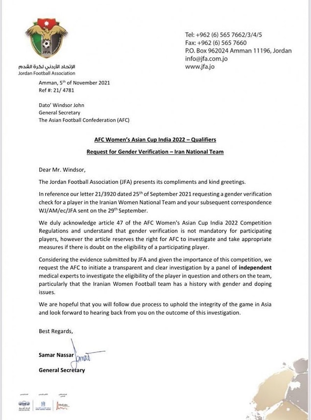 Yayınlanan şikayet dilekçesinde "Eğer bir oyuncunun oynamasının uygunluğu konusunda şüphe varsa derhal soruşturma açılmalıdır. Bu konuda FIFA'yı göreve davet ediyoruz." ifadelerine yer verildi.