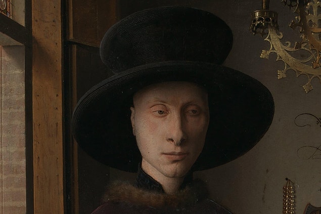 Sanat tarihçilerinin araştırmalarına göre resimdeki adam, Belçikalı sanatçının arkadaşı Giovanni di Nicolao Arnolfini, yanındaki de eşi Costanza Trenta.