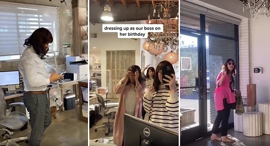 Patronlarının Doğum Gününde Patronları Gibi Giyinen Çalışanlardan Muhteşem Sürpriz