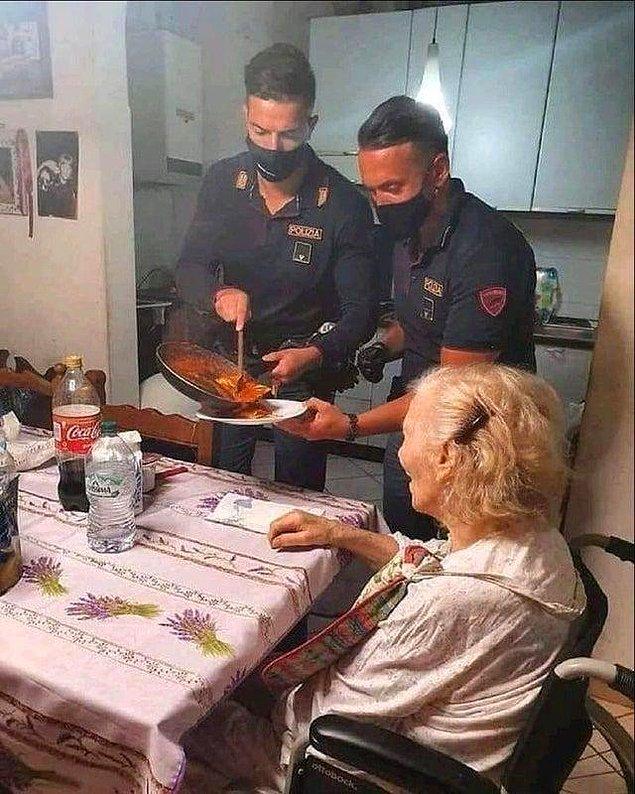 14. This 87 year old woman called the police in Italy because she was alone and hungry. They cooked pasta for her.❤️