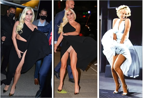 Леди Гага повторила культовый момент Мэрилин Монро с платьем, показав не только ноги