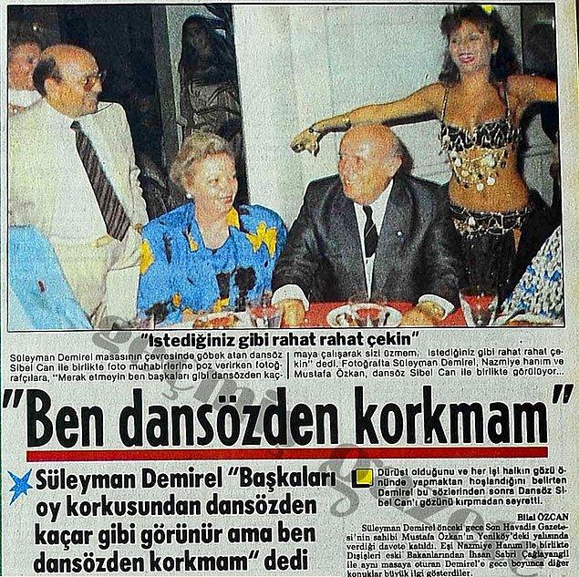 1. Doğru Yol Partisi lideri Süleyman Demirel, eşi Nazmiye Hanım'la birlikte görüntülendiği mekanda böyle bir açıklama yapmış.