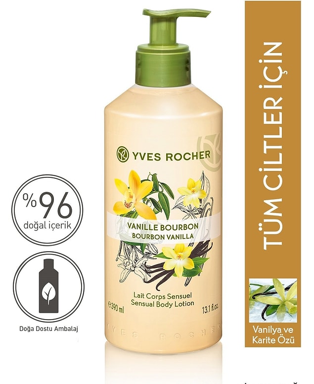 Organik vanilya özleri içeren Yves Rocher Vücut Sütü