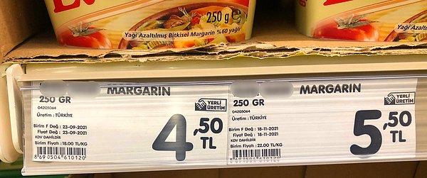 Margarin fiyatları bunlar!