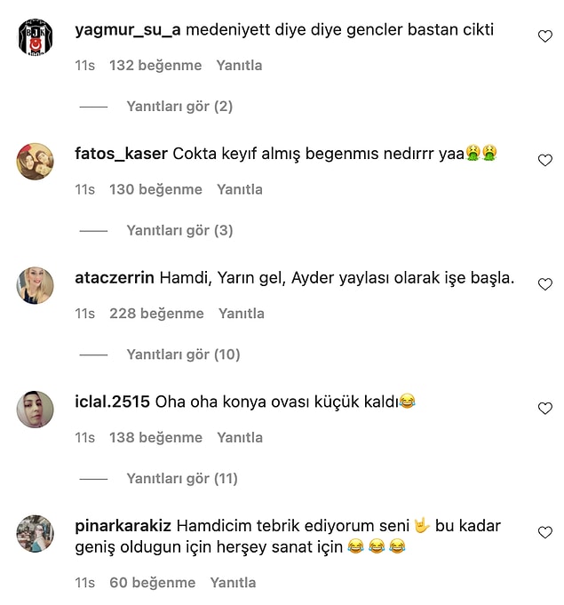 Ve ardından bu açıklamaya gelen yorumlar: