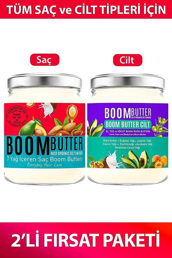 6. Boom Butter'ın en sevilen iki ürünü bir arada. Saç bakım yağı ve cilt bakım yağı.