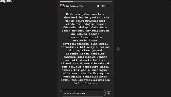 Danilo Zanna'nın Instagram'dan Yayınladığı Açıklama