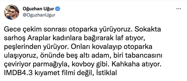Ve bugün, tam da o fragmandaki gibi bir olaya şahit olduğu korkutucu bir olayı şöyle anlattı Oğuzhan Uğur: