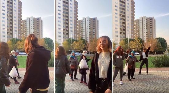TikTok Videosu Çeken Gençlere Eşlik Eden Teyzeden Muhteşem Dans Performansı