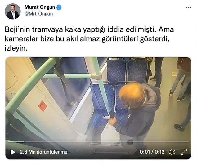1. İstanbul'da toplu taşıma araçlarını kullanan köpek Boji'nin bir tramvaya tuvaletini yaptığı öne sürülmüştü. Konuya ilişkin bir paylaşım yapan İBB Sözcüsü Ongun "Boji'nin tramvaya tuvaletini yaptığı iddia edilmişti. Ama kameralar bize bu akılalmaz görüntüleri gösterdi, izleyin." ifadelerini kullandı.