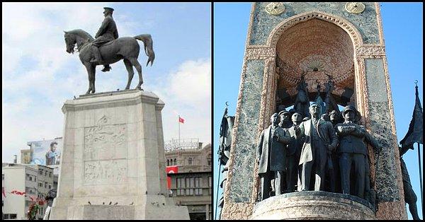 3. Ankara Ulus Meydanı ve İstanbul Taksim Cumhuriyet Anıtları (Sanatçılar sırasıyla: Krippel, 1927; Canonica, 1928)