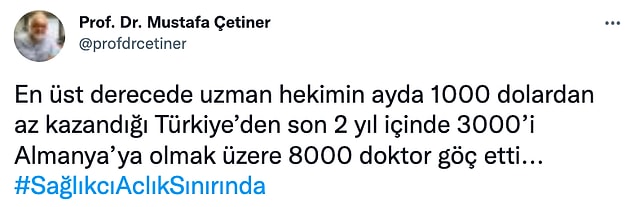 Tüm bu nedenlerden dolayı da sağlık çalışanları haklı olarak çareyi beyin göçünde buluyor.👇