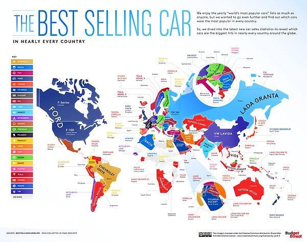 Budget Direct tarafından yapılan araştırmaya göre dünya ülkelerinin en çok hangi otomobil markalarını tercih ettiği açıklandı.