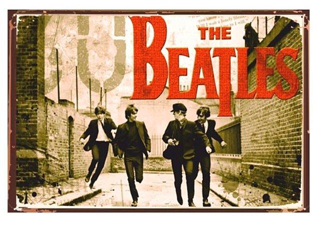 The Beatles vintage ahşap poster