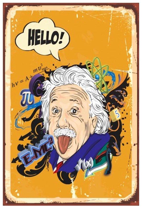 Einstein vintage ahşap poster