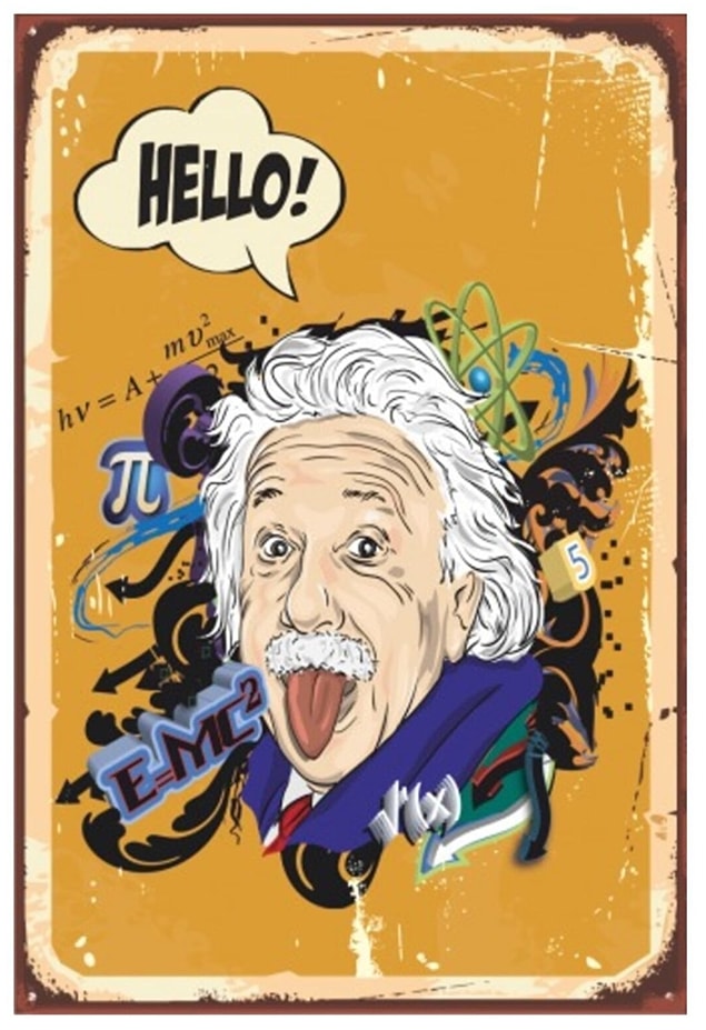 Einstein vintage ahşap poster