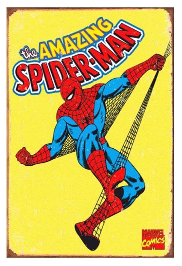 Marvel Spiderman vintage ahşap poster