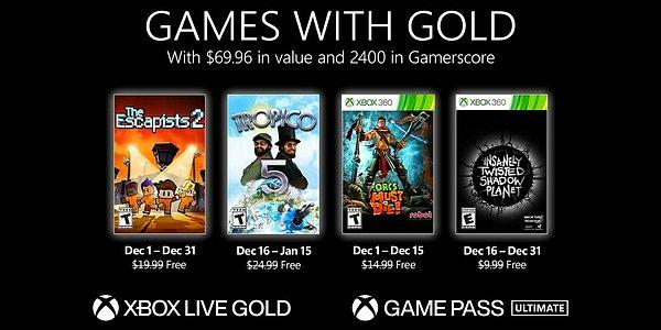 Aralık ayında 4 oyun, Xbox Live Gold'da ücretsiz olacak.