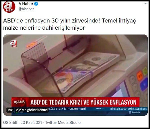 Türkiye'de hemen hemen her gün bir şeylere zam gelirken, A Haber bu durumu görmezden gelip ABD'de ile ilgili haber yaparak tepki çekmişti.