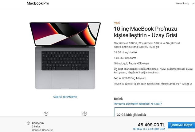 MacBook modellerindeki fiyat değişimi ise şu şekilde: