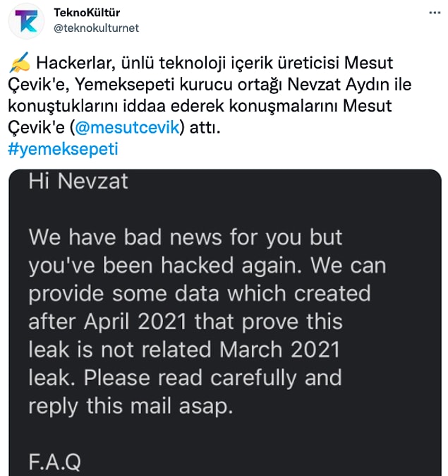 Tam 60 milyon kullanıcının açık adres, ad soyad, telefon numarası gibi en özel bilgileri elde ettiklerini iddia eden hackerlar, Nevzat Aydın ile yaptıkları konuşmaların ekran görüntülerini paylaştı.