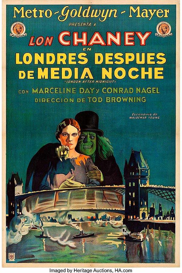 3. Evinde ölü bulunan bir adamın cinayetini çözümlemeye çalışan dedektifin konu edildiği, Tod Browing tarafından 1927 yılında çekilen London After Midnight filminin afişi, 478.000$'a fanatik bir hayranı ile buluştu.
