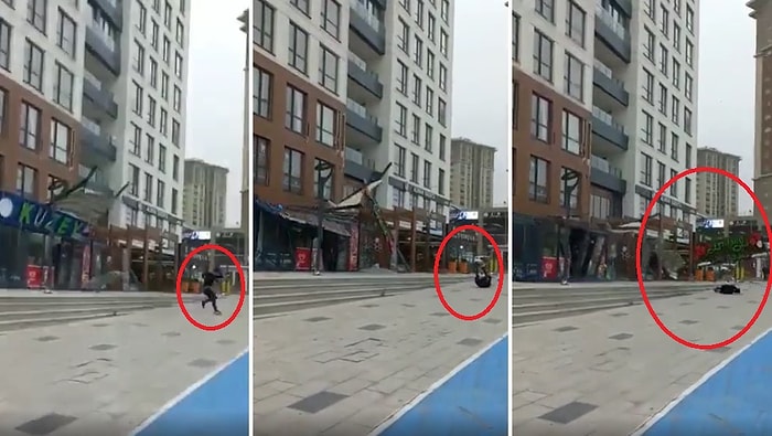 Lodos Nedeniyle Uçan Tabelanın Altında Kalmaktan Son Anda Kurtulan Adamın Ölümle Burun Buruna Geldiği Anlar