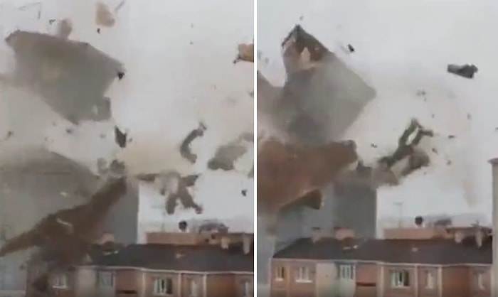 Lodos Yıkmaya Devam Ediyor: İstanbul'da Bir Binanın Çatısı Kağıt Gibi Dağıldı