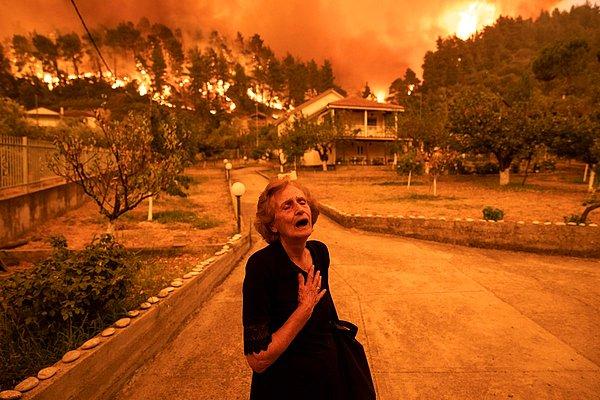 4. 8 Ağustos tarihinde Yunanistan'ın Evia Adası'nda yaşanan orman yangını Konstantinos Tsakalidis tarafından böyle karelendi.