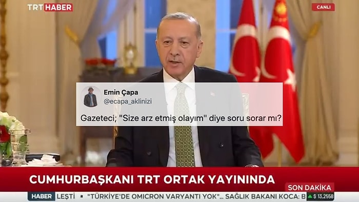 Erdoğan'ın TRT Yayını Sosyal Medyanın Gündeminde: 'Gazeteci Soru Sorarken Arz Etmez'