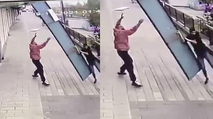 Lodos Sırasında Düşen Tabelayı Kaldırmaya Çalışan Komşusuna Yardıma Gidip, Tabela ile Birlikte Uçan Vatandaş