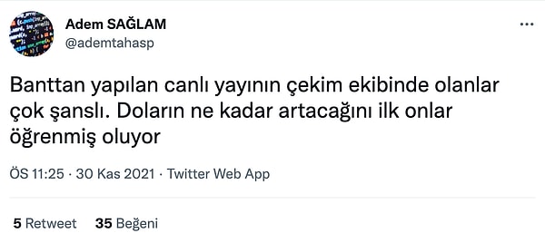 Tabii bu banttan canlı yayının maliyeti çok fazla. Çünkü yayın boyunca Türk Lirası %5'e yakın değer kaybetti.