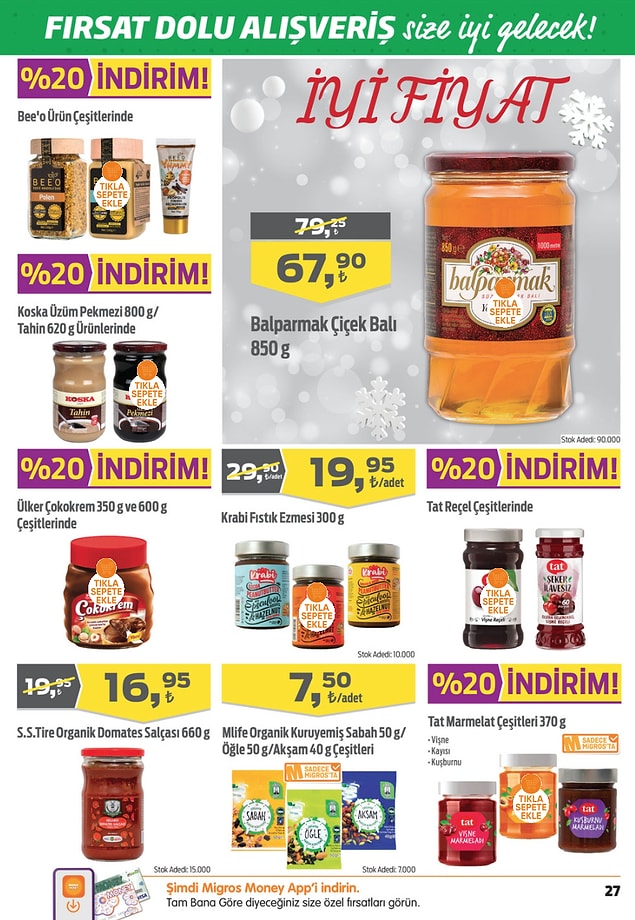300 g Krabi Fıstık Ezmesi çeşitleri 19,95 TL.